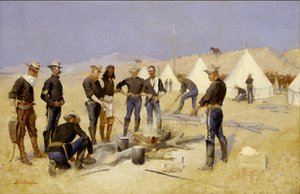 Das Weihnachtsrindfleisch in einem Kavallerielager braten von Frederic Remington