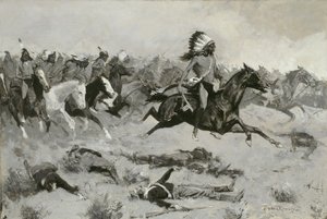 Rushing Red Lodges durch die Linie, ca. 1900
