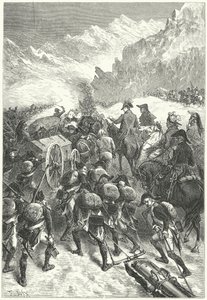 Napoleon führt seine Armee über die Alpen