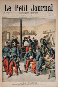 In der Kaserne, Vorbereitung auf Manöver im Schnee, Illustration aus Le Petit Journal, 17. März 1895