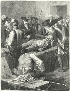 Der verwundete Maximilien Robespierre im Komitee für öffentliche Sicherheit wartet auf seine Hinrichtung, 1794 von Frederic Theodore Lix