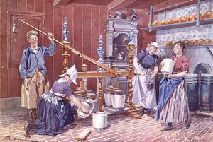 Käseproduktion in Holland, um 1900 von Frederic de Haenen