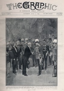 Entente cordiale: der Besuch des französischen Präsidenten Emile Loubet in London. König Edward VII. begrüßt M. Loubet am Victoria-Bahnhof von Frederic de Haenen