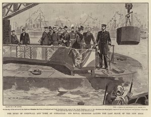 Der Herzog von Cornwall und York in Gibraltar, Seine Königliche Hoheit legt den letzten Block des neuen Moles von Frederic de Haenen