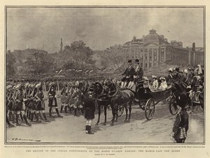Die Überprüfung der indischen Kontingente auf der Horse Guards Parade, der Vorbeimarsch der Königin von Frederic de Haenen