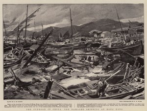 Der Taifun in China, die beschädigten Schiffe in Hongkong von Frederic de Haenen