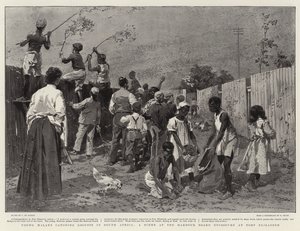 Junge Malaien fangen Heuschrecken in Südafrika, eine Szene im Hafenbereich von Port Elizabeth von Frederic de Haenen