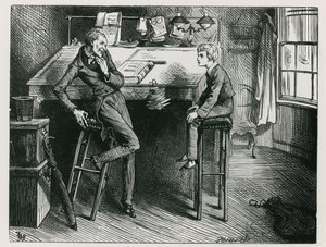 Uriah Heep und David Copperfield im Büro von Mr. Wickfield von Frederick (after) Barnard