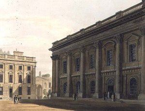 Außenansicht der Christ Church Library, Peckwater, Illustration aus der 