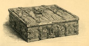 Holz- und Lederschatulle, 1350-1370, 1881 von Frederick Albert Slocombe