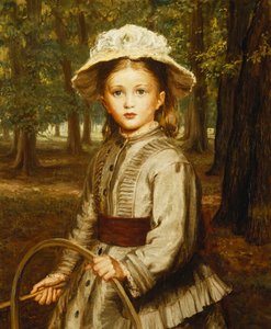 Ein junges Mädchen spielt mit einem Reifen von Frederick Bacon Barwell