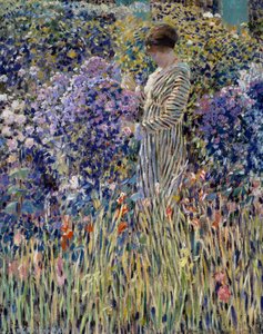Frau im Garten, ca. 1912, Gemälde von Frederick Carl Frieseke von Frederick Carl Frieseke