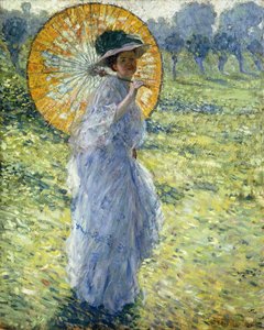 Frau mit Sonnenschirm, ca. 1906 von Frederick Carl Frieseke