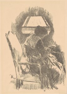 Mrs. Hassam beim Stricken, 1918 von Frederick Childe Hassam