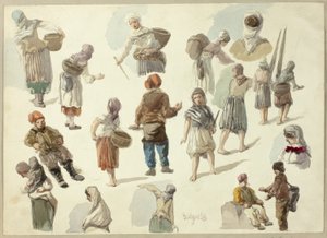 Skizzen von Bauern in Boulogne