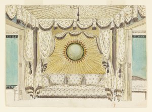 Design für ein Bett mit Zeltalkoven, wahrscheinlich für das Schlafzimmer oder Boudoir des Prinzen von Wales, Royal Pavilion