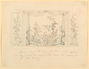 Der Royal Pavilion, Brighton, Blaues (Süd) Zeichenzimmer, Vorgeschlagene Wanddekoration, ca. 1820 von Frederick Crace