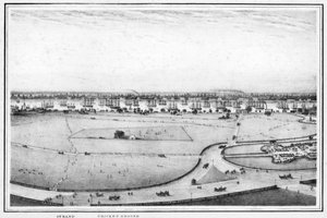 Strand und Cricketplatz, Panorama von Kalkutta, Indien, ca. 1840er