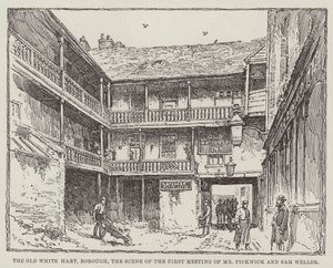 Das alte Weiße Hart, Borough, der Schauplatz des ersten Treffens von Mr. Pickwick und Sam Weller