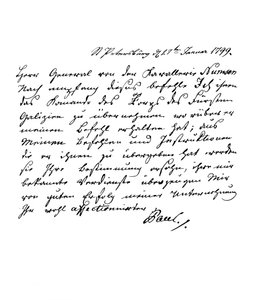 Brief von Paul I., Kaiser von Russland, an General Numsen