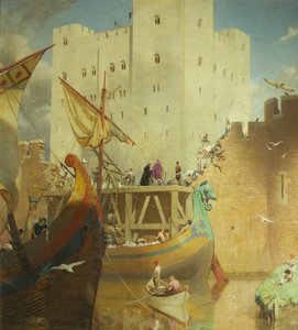 Der Bau des großen Bergfrieds von Bristol Castle von Frederick George Swaish
