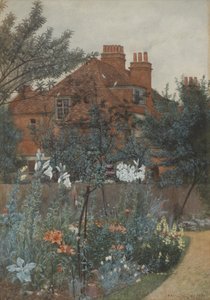 Ansicht eines Gartens in Bedford Park, 1885 von Frederick Hamilton Jackson