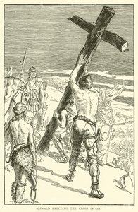 Oswald errichtet das Kreuz
