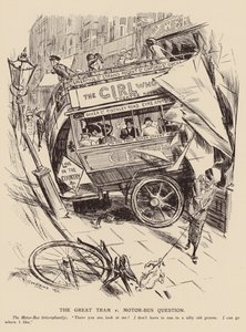 Die große Straßenbahn gegen Motorbus Frage von Frederick Henry Townsend