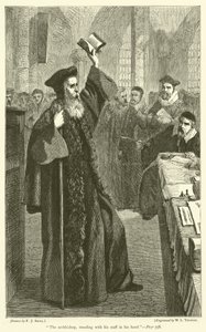 Der Erzbischof, stehend mit seinem Stab in der Hand von Frederick John Skill