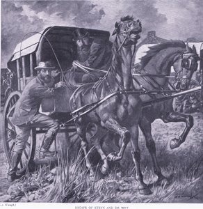 Flucht von Steyn und De Wit, Illustration aus After Pretoria: The Guerilla War, 1902 von Frederick Judd Waugh