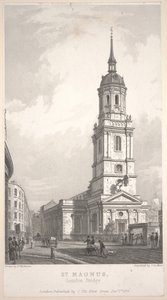St. Magnus, London Bridge, Gravur von John Henry Le Keux