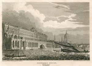Blick auf Somerset House, The Strand, London, von der Themse, Westminster von Frederick Mackenzie