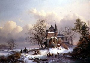 Winterlandschaft mit Schlittschuhläufern von Frederick Marianus Kruseman
