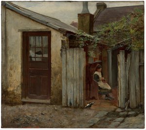 Mädchen mit Vogel in der King Street Bäckerei von Frederick McCubbin