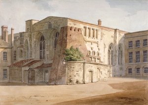 Außenansicht der Painted Chamber, Palace of Westminster, London, um 1805 von Frederick Nash