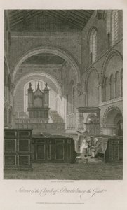 Innenansicht der Kirche St. Bartholomew the Great von Frederick Nash
