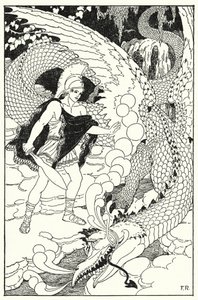 Als der Drache Cadmus erblickte, stieß er ein weiteres abscheuliches Zischen aus