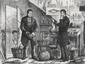 Ein Bauer bezahlt sein Abonnement für die Lokalzeitung in Naturalien von Frederick Stuart after Church