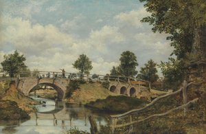Eine alte Brücke in Hendon, Middlesex, ca. 1828