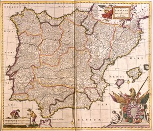 Karte der Iberischen Halbinsel, Spanien und Portugal