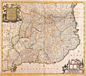 Karte der Fürstentümer Katalonien (Spanien) (Radierung)