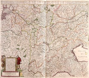 Karte der Region der Alpenkette (Frankreich, Italien, Deutschland)