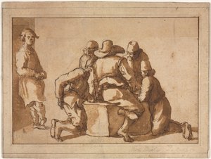 Genreszene von jungen Männern, die ein Spiel spielen von Frederico Zuccaro