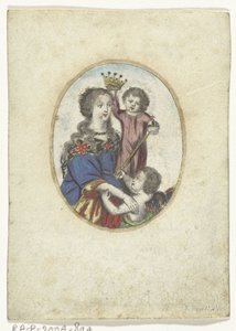 Madonna mit Kind und Engel in Oval von Frederik Bouttats (de Jonge) (attributed to)