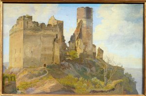 Ansicht der Ruinen der Burg Schönburg bei Oberwesel am Rhein in Deutschland von Frederik Hansen Sodring