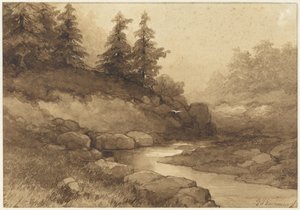 Hügelige Landschaft mit einem Fluss