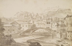 Vienne, nahe Lyon. Pont Saint-Martin über den Fluss Gère. Links Prieuré de Saint-Martin, rechts Porte de la Rochette und Schloss Pipet