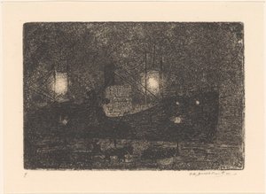 Boot am Kai bei Abend von Frederika Henriëtte Broeksmit (signed by artist)