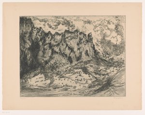 Wellen bei Felsen von Frederika Henriëtte Broeksmit (signed by artist)