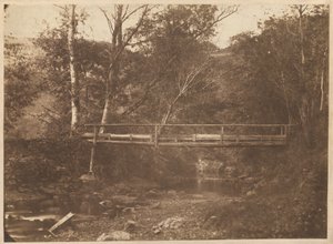 Landschaft mit Bäumen und Brücke